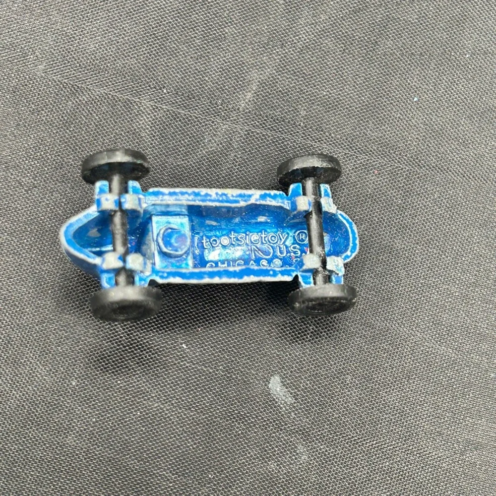 Vintage Tootsietoy Blue El Camino Truck with Race Car & Trailer 60s Diecast
